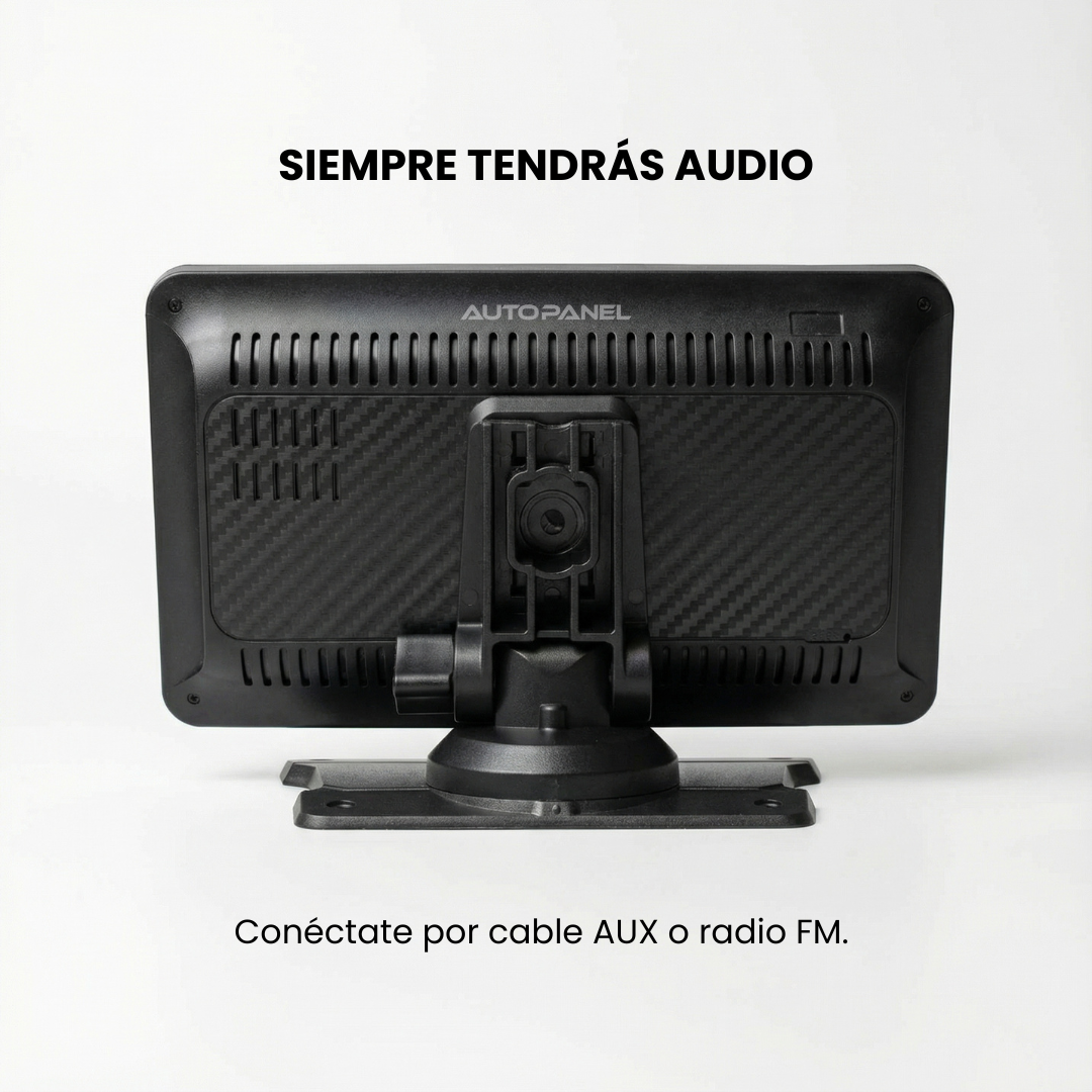 AutoPanel Prime pantalla Android Auto vista trasera con conexión audio AUX y radio FM - sonido garantizado en cualquier vehículo