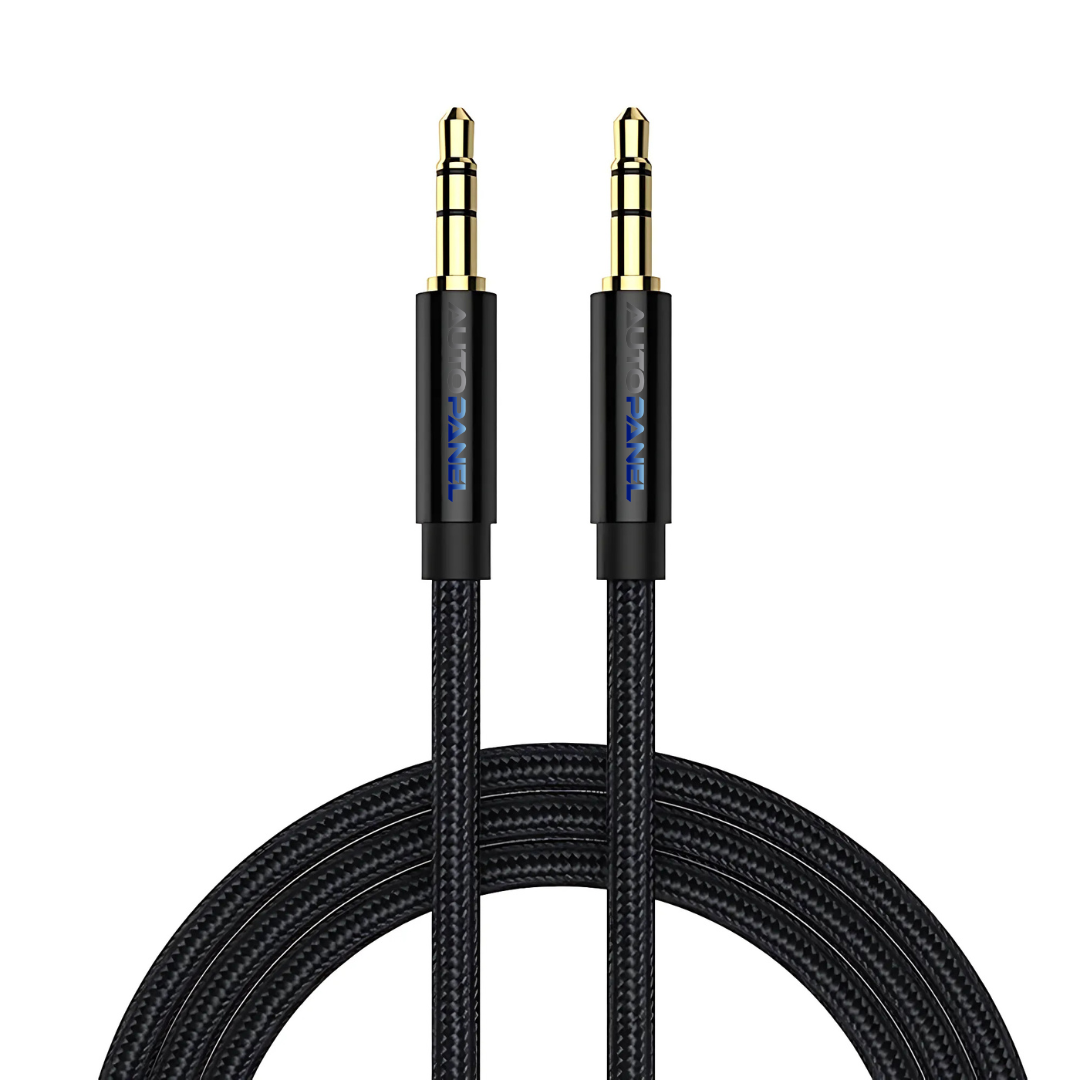AutoPanel Cable AUX de alta calidad con cable trenzado y conectores dorados - audio premium para tu auto