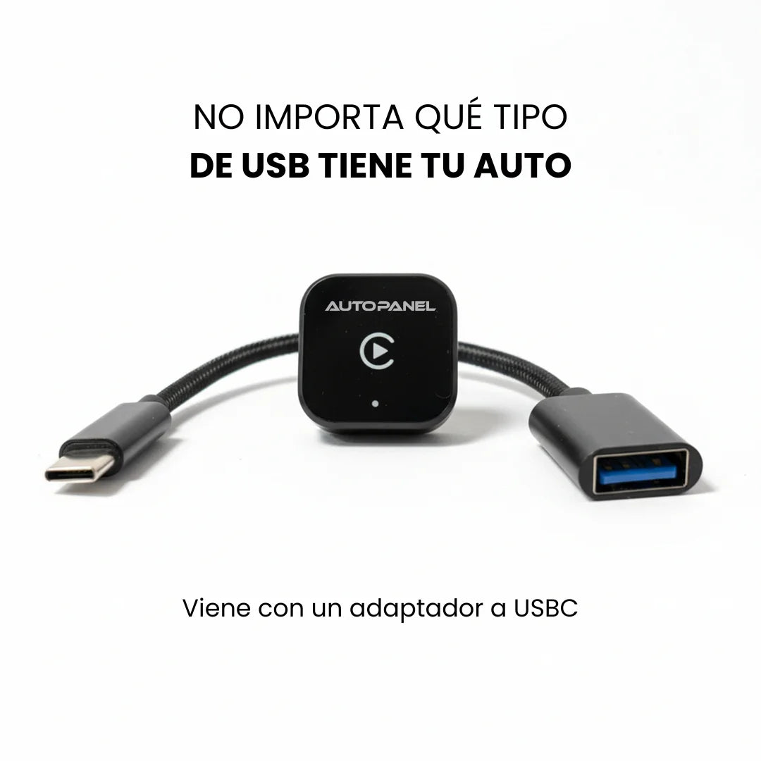 AutoPanel Link adaptador CarPlay inalámbrico compatible con USB y USB-C - incluye adaptador para cualquier tipo de puerto en tu auto