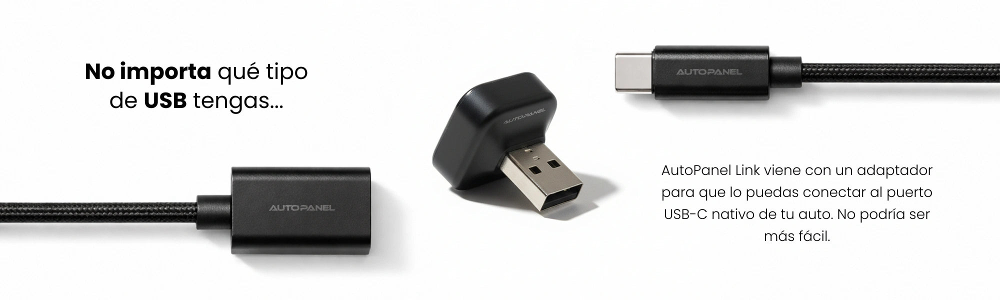 AutoPanel Link adaptador USB-C – Compatible con cualquier tipo de puerto USB del auto
