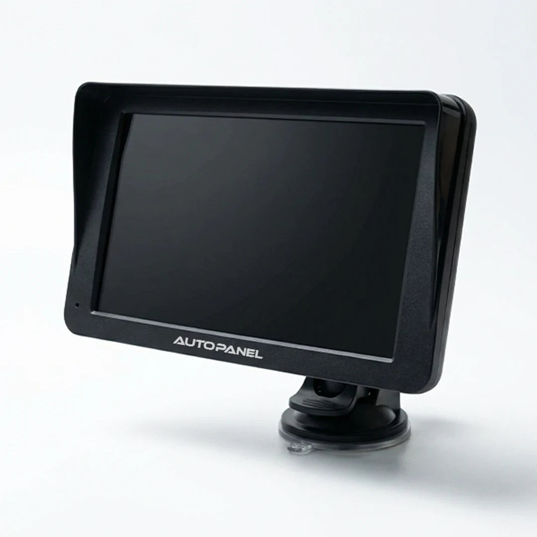 AutoPanel Prime 7 pantalla para CarPlay y Android Auto inalambrico vista lateral con soporte ventosa para auto