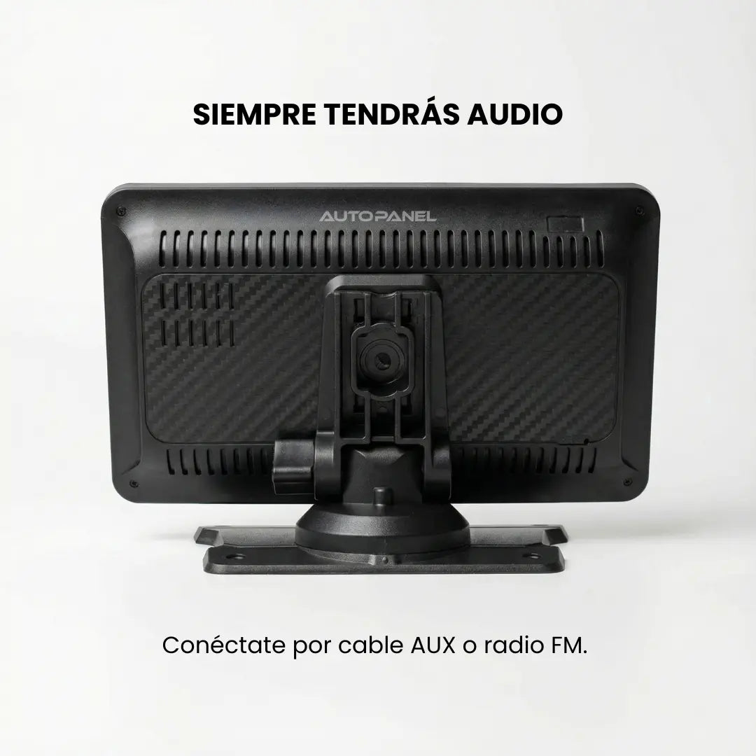 AutoPanel Prime pantalla Android Auto vista trasera con conexión audio AUX y radio FM - sonido garantizado en cualquier vehículo